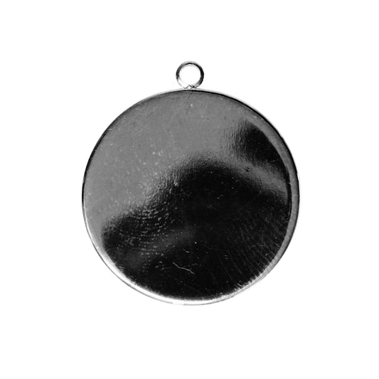 Plain Round Bezel Charm / 25mm ID / black finish / plated zinc alloy