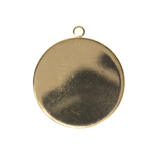 Plain Round Bezel Charm / 25mm ID / bright gold finish / plated zinc alloy
