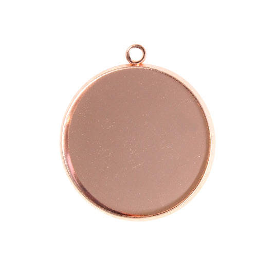 Plain Round Bezel Charm / 25mm ID / rose gold finish / plated zinc alloy