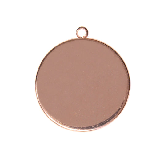 Plain Round Bezel Charm / 25mm ID / rose gold finish / plated zinc alloy