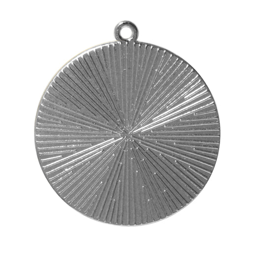 Radiant Round Bezel Charm / 30mm ID / bright silver finish / plated zinc alloy