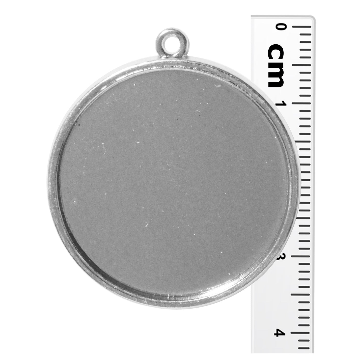 Radiant Round Bezel Charm / 30mm ID / bright silver finish / plated zinc alloy