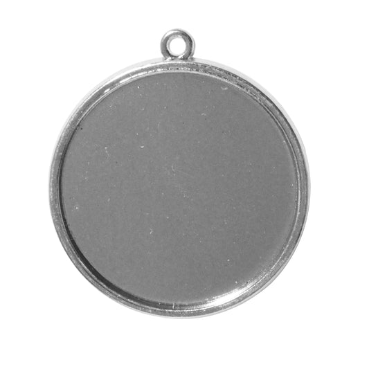 Radiant Round Bezel Charm / 30mm ID / antique silver finish / plated zinc alloy