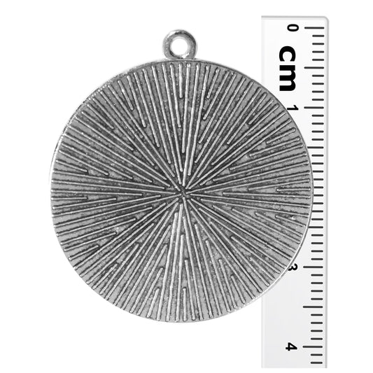 Radiant Round Bezel Charm / 30mm ID / antique silver finish / plated zinc alloy
