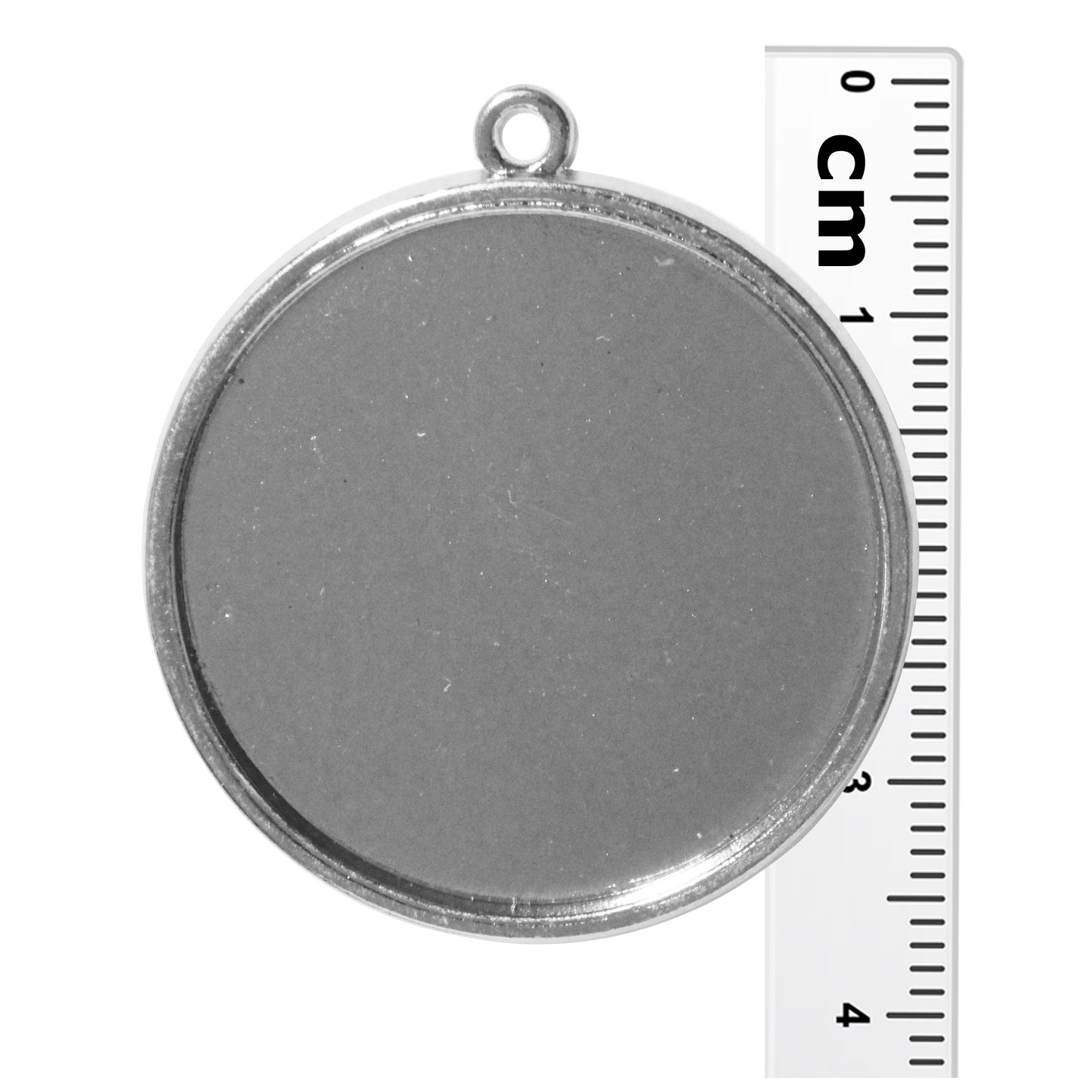 Radiant Round Bezel Charm / 30mm ID / antique silver finish / plated zinc alloy