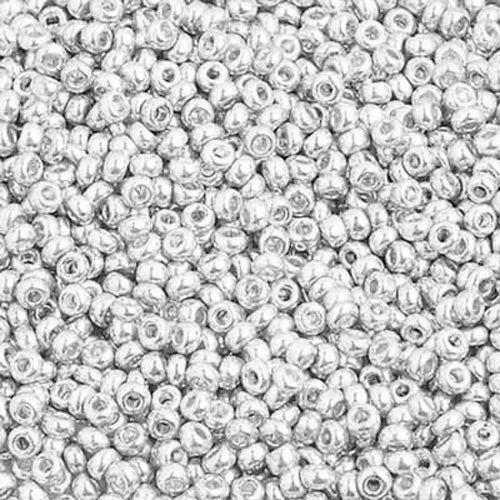 10/0 METALLIC BRIGHT SILVER Seed Beads  / sold in 1 ounce packs /  Preciosa-Ornela Czech Glass