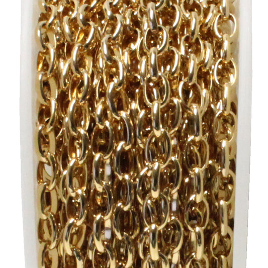 Medium Cable Chain / gold plated stainless steel / sold by the foot / 6 x 4mm links (OD)