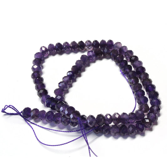 Amethyst Microfaceted Rondelle Beads / 4 x 6mm laser cut / 15 Inch Strand