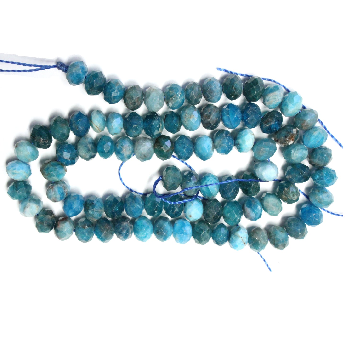 Blue Apatite Microfaceted Rondelle Beads / 4 x 6mm laser cut / 15 Inch Strand