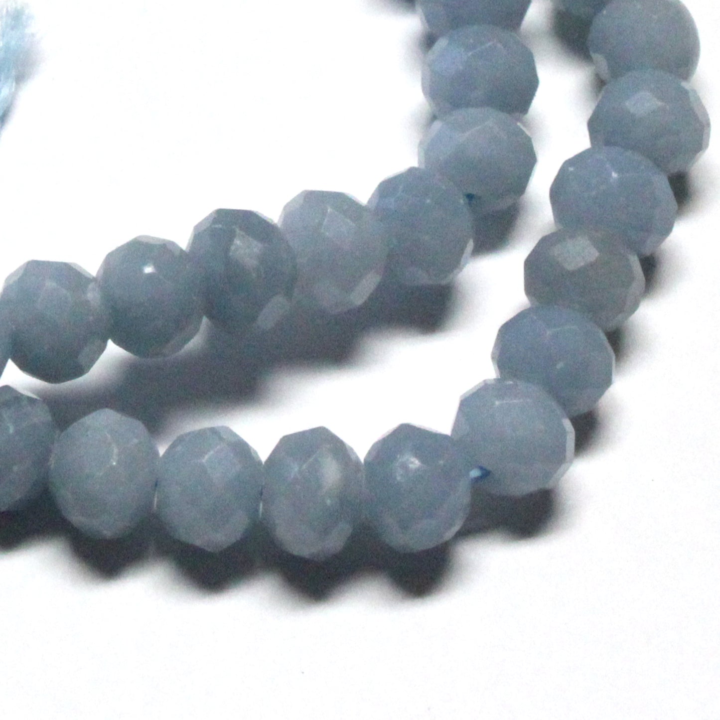 Angelite Microfaceted Rondelle Beads / 4 x 6mm laser cut / 15 Inch Strand