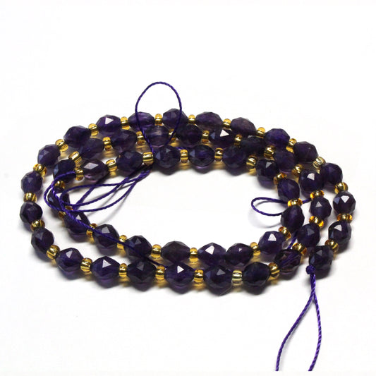 Amethyst Microfaceted Rice Beads / 6 x 4mm / 15 Inch Strand