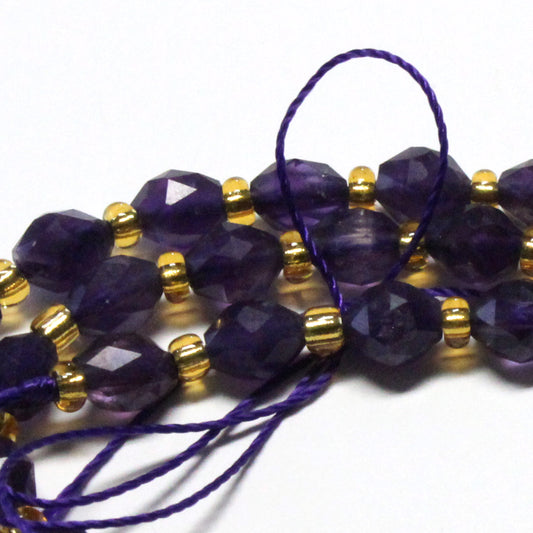 Amethyst Microfaceted Rice Beads / 6 x 4mm / 15 Inch Strand
