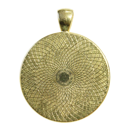 Crosshatch Round Bezel Charm / 30mm ID / bright gold finish / plated zinc alloy