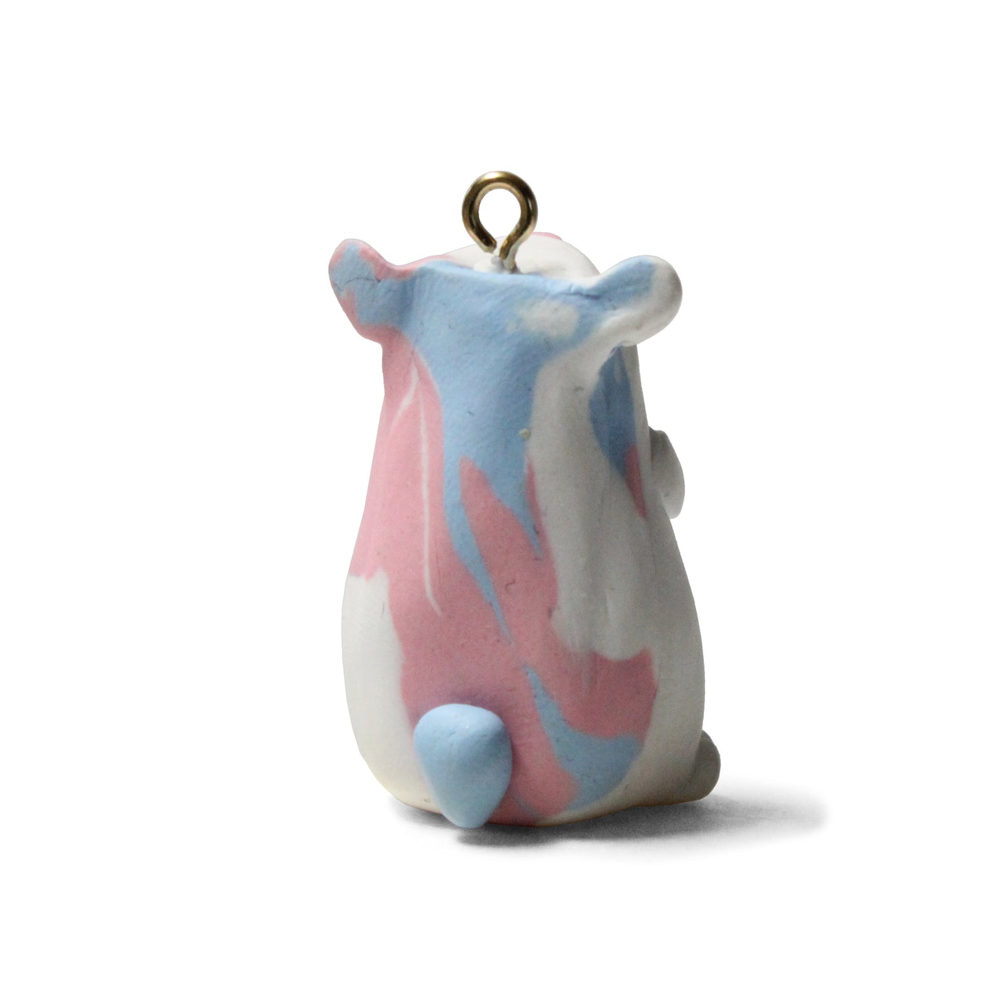 BUBBLEGUM HAMSTER Polymer Clay Charm / white with pink patches / eyelet for attaching jump ring