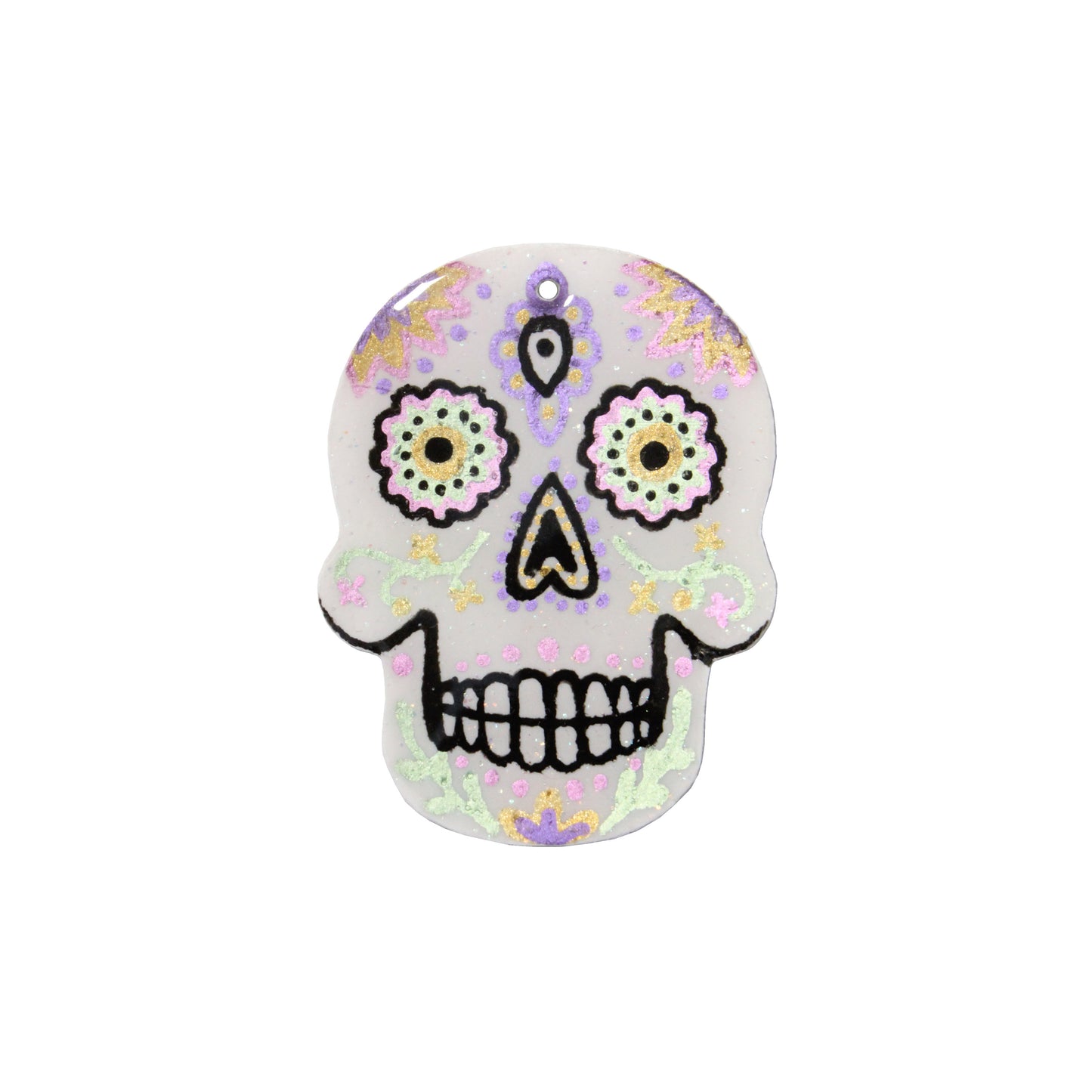 45mm Day of the Dead Skull Polymer Clay Pendant
