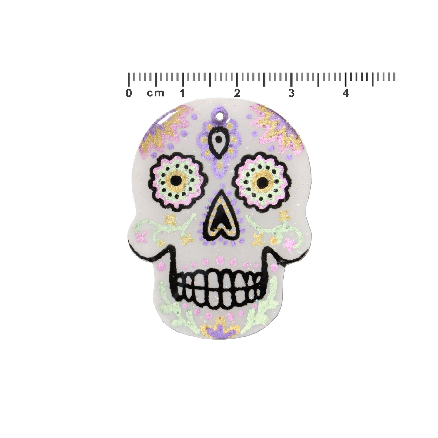 45mm Day of the Dead Skull Polymer Clay Pendant