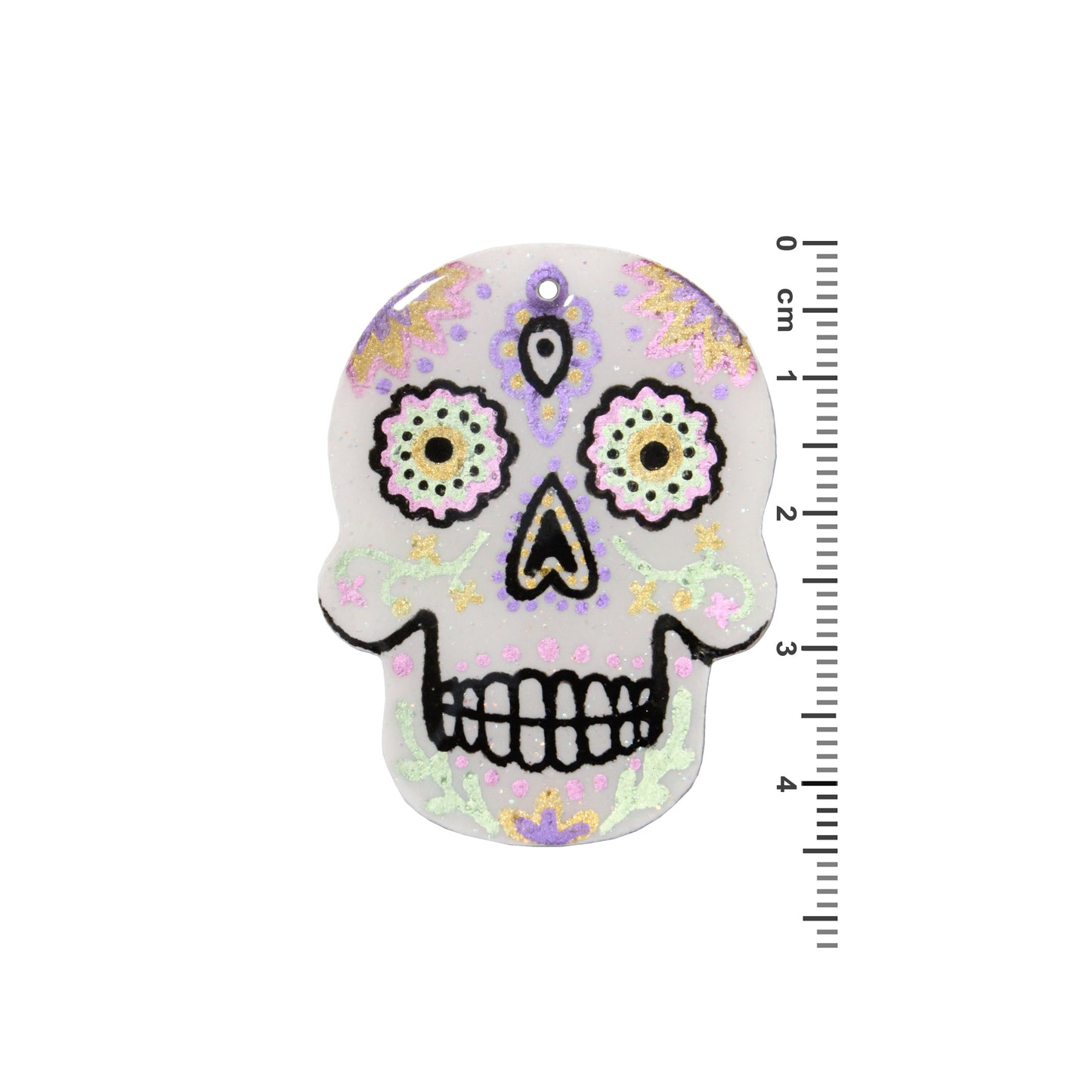 45mm Day of the Dead Skull Polymer Clay Pendant