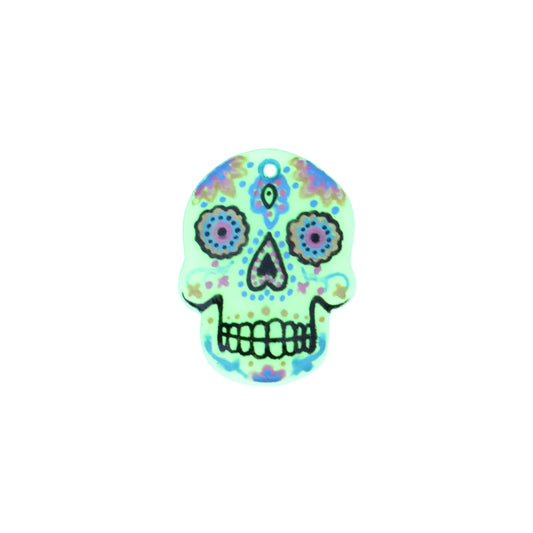 36mm Day of the Dead Skull Charm – Glow in the Dark