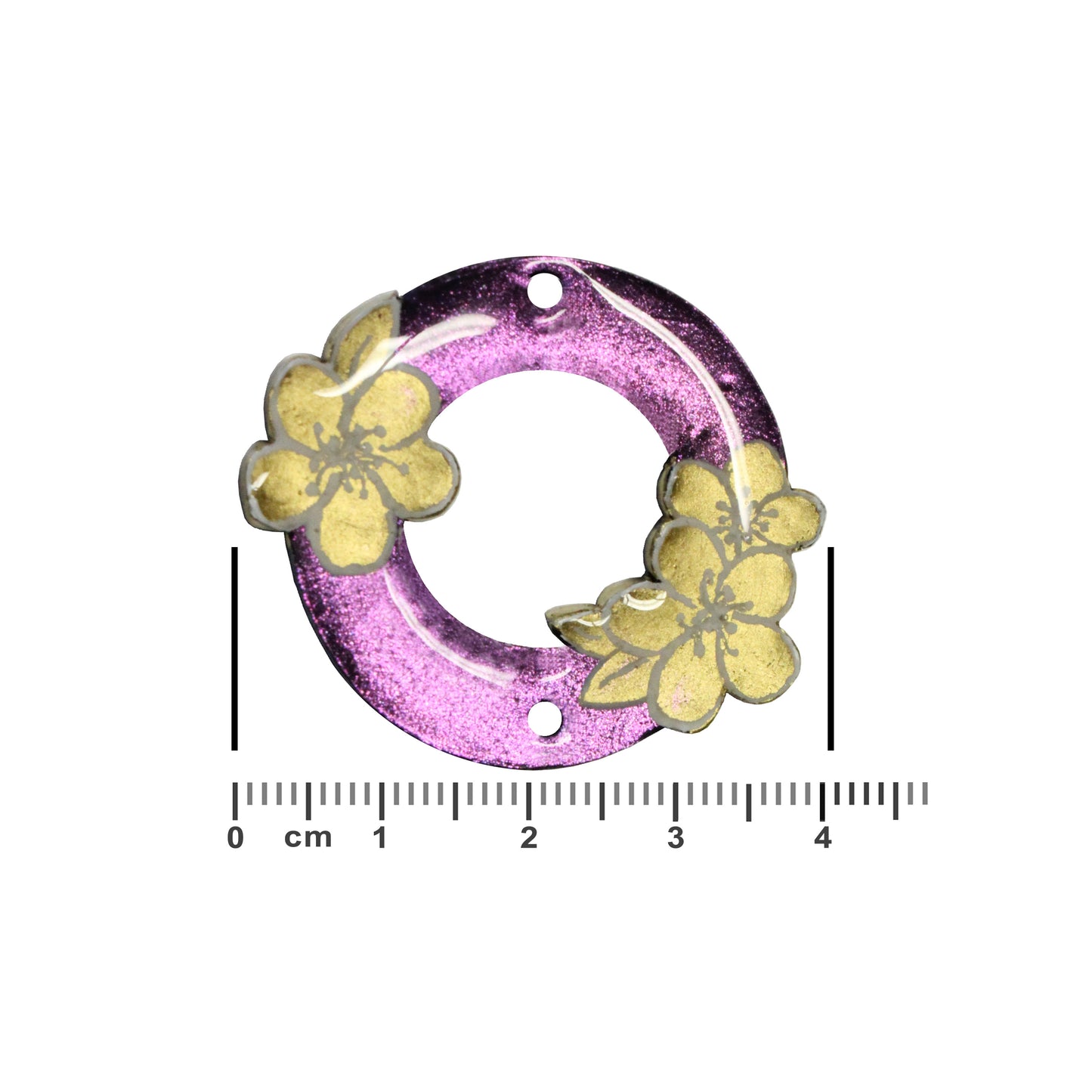 Flower Blossom 2 Hole Link / iridescent blue purple / 35x40mm / polymer clay / decorative for jewelry