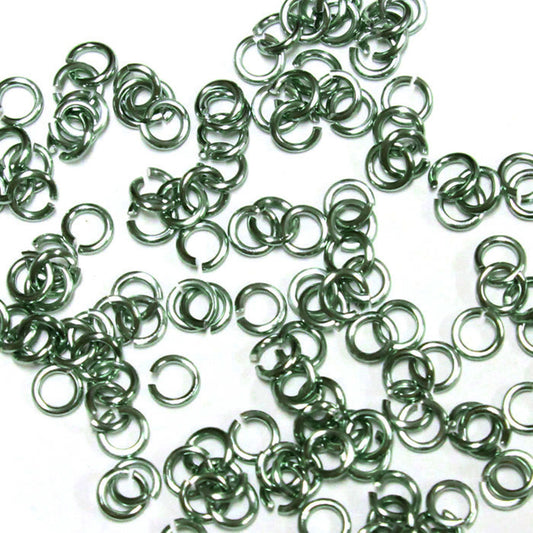 SHINY DARK SEAFOAM / 2.4mm 20 GA Jump Rings / 5 Gram Pack (approx 350) / sawcut round open anodized aluminum