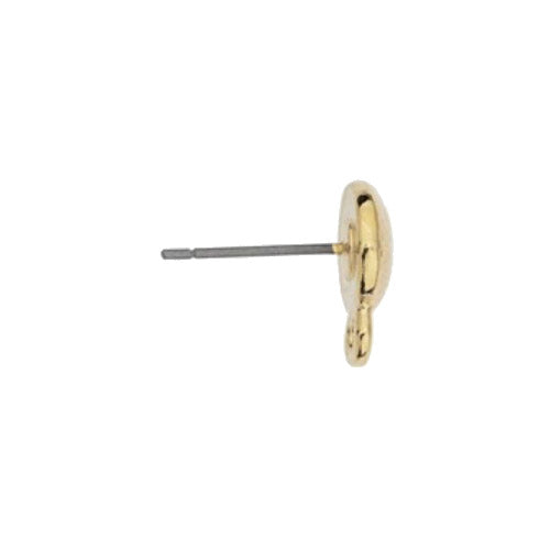 TierraCast Hammertone Round Earring Post / pewter with a bright gold finish / side view