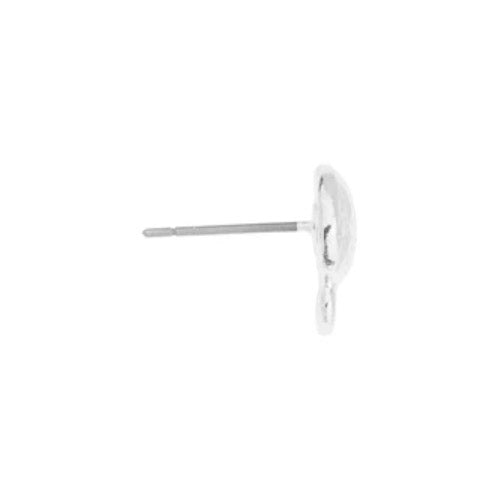 TierraCast Hammertone Round Earring Post / pewter with a white bronze finish / side view