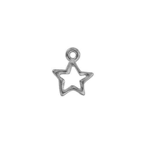 TierraCast Open Star Charm / 4 Pack / plated pewter with a white bronze finish