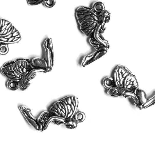 TierraCast Leaf Fairy Charm / 10 Pack / pewter with antique silver finish