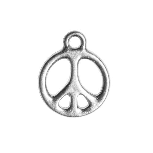 TierraCast Peace Charm / plated pewter with a bright rhodium finish