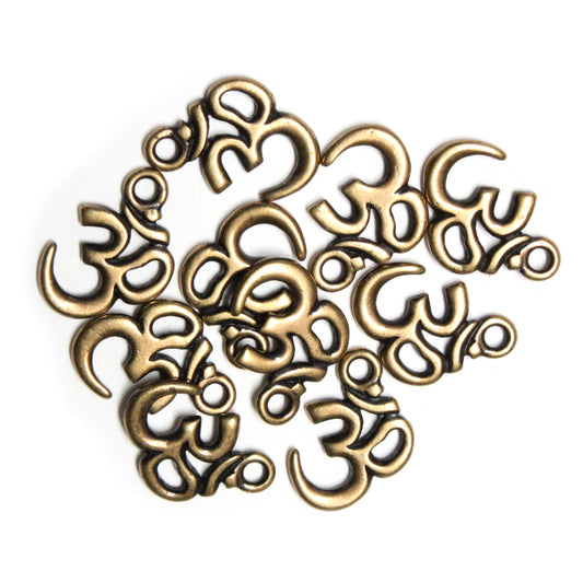 TierraCast 18mm OM Charm / plated pewter with a brass oxide finish