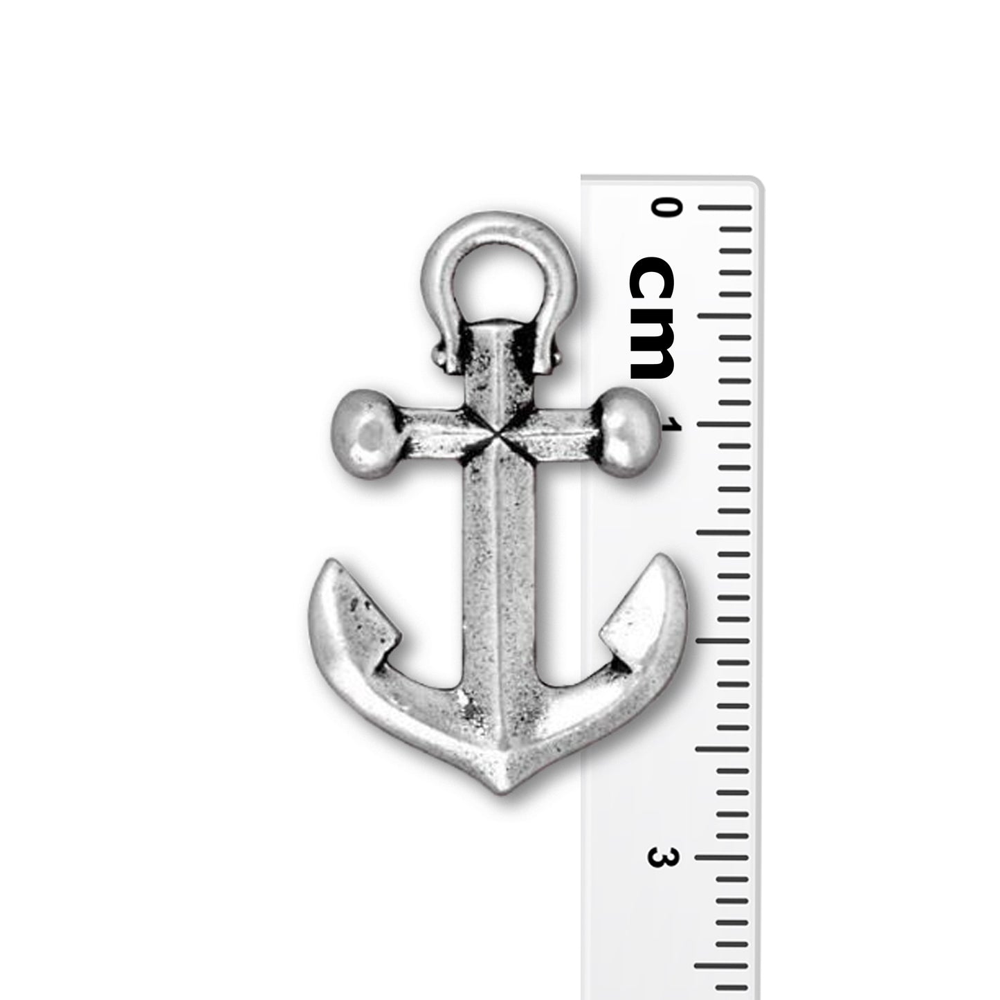 TierraCast Anchor Pendant / pewter with antique silver finish / with ruler