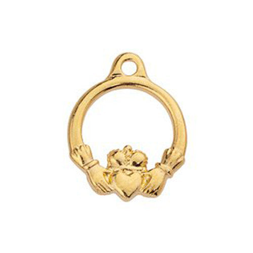 TierraCast 19mm Claddagh Charm / pewter with a bright gold finish