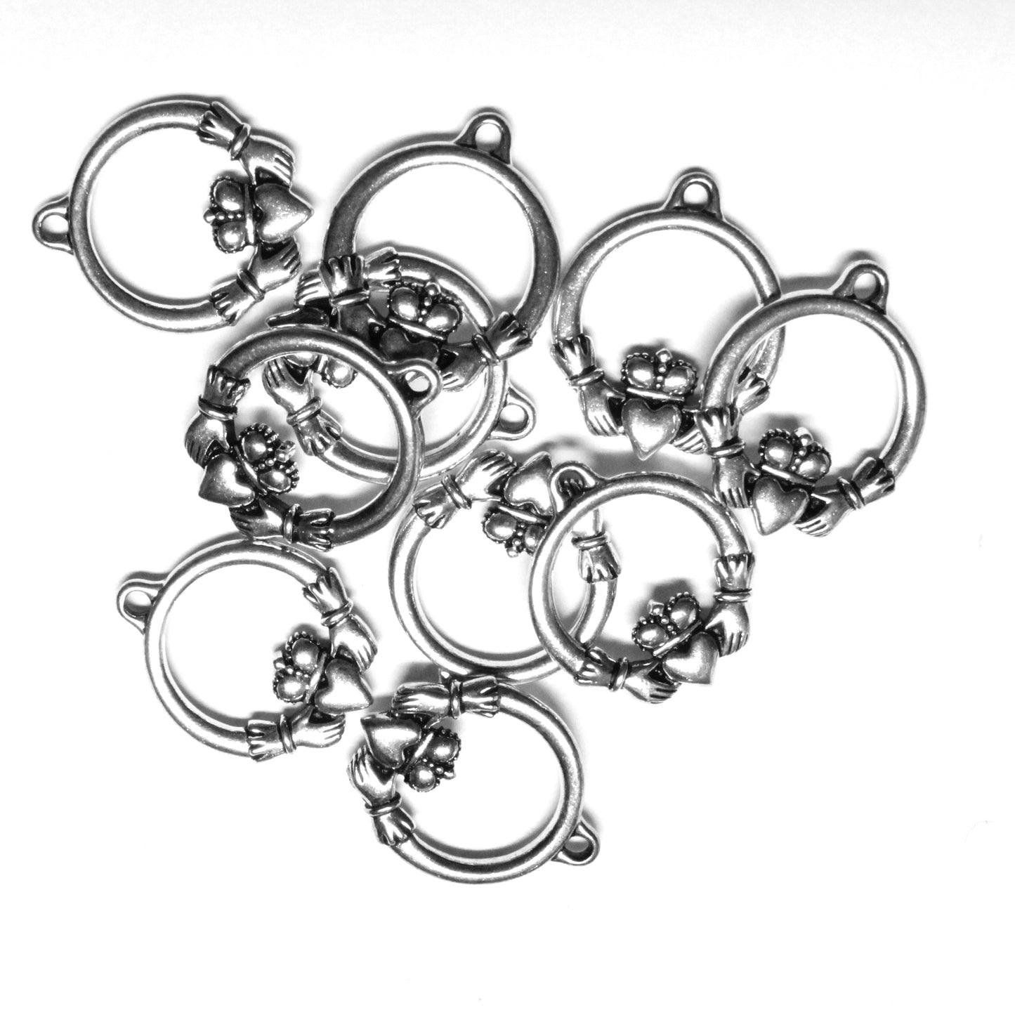 TierraCast 24mm Claddagh Charm / 10 Pack / pewter with antique silver finish