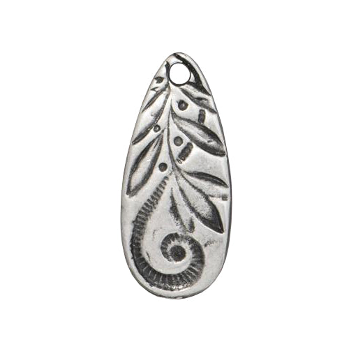 TierraCast 22mm Jardin Teardrop Charm / pewter with an antique pewter finish