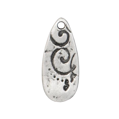 TierraCast 22mm Jardin Teardrop Charm / pewter with an antique pewter finish