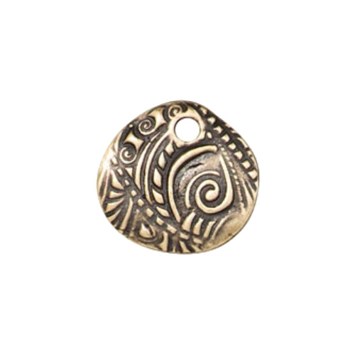TierraCast 14mm Jardin Charm / pewter with antique brass finish / reverse view