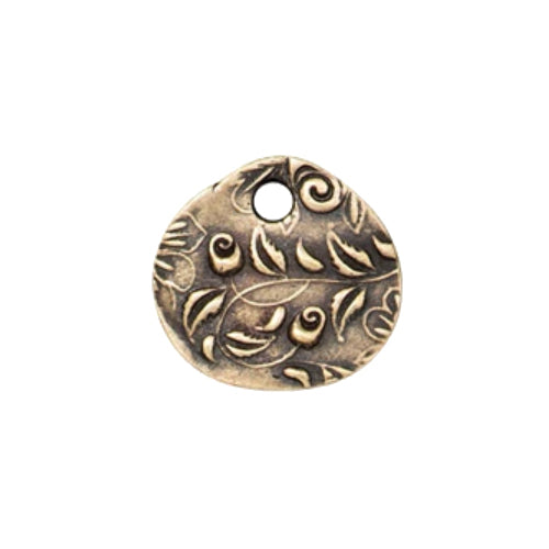 TierraCast 14mm Jardin Charm / 20 Pack / pewter with antique brass finish