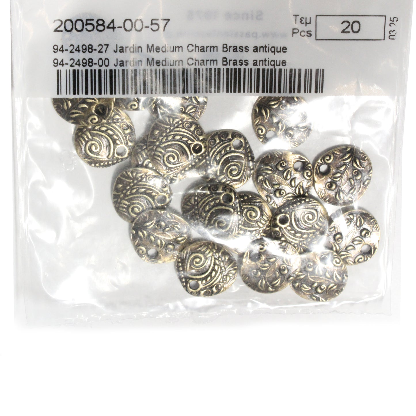 TierraCast 14mm Jardin Charm / 20 Pack / pewter with a brass oxide finish