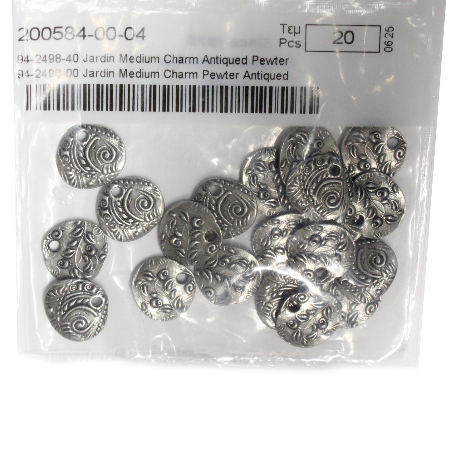 TierraCast 14mm Jardin Charm / 20 Pack / pewter with an antique finish