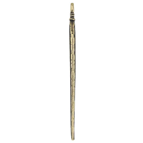 TierraCast 3 Inch Feather Pendant / pewter with antique brass finish / side view