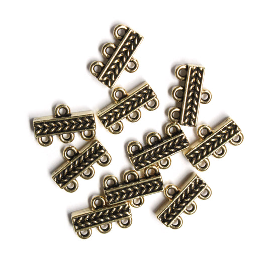 TierraCast Braided 3 To 1 Link / pewter with antique gold finish