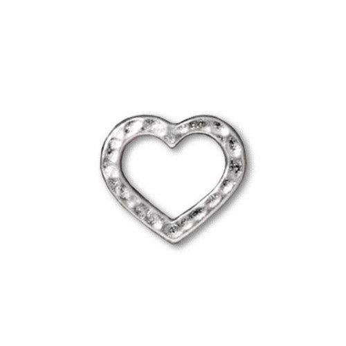 TierraCast Hammertone Heart Ring / plated pewter with a bright rhodium finish