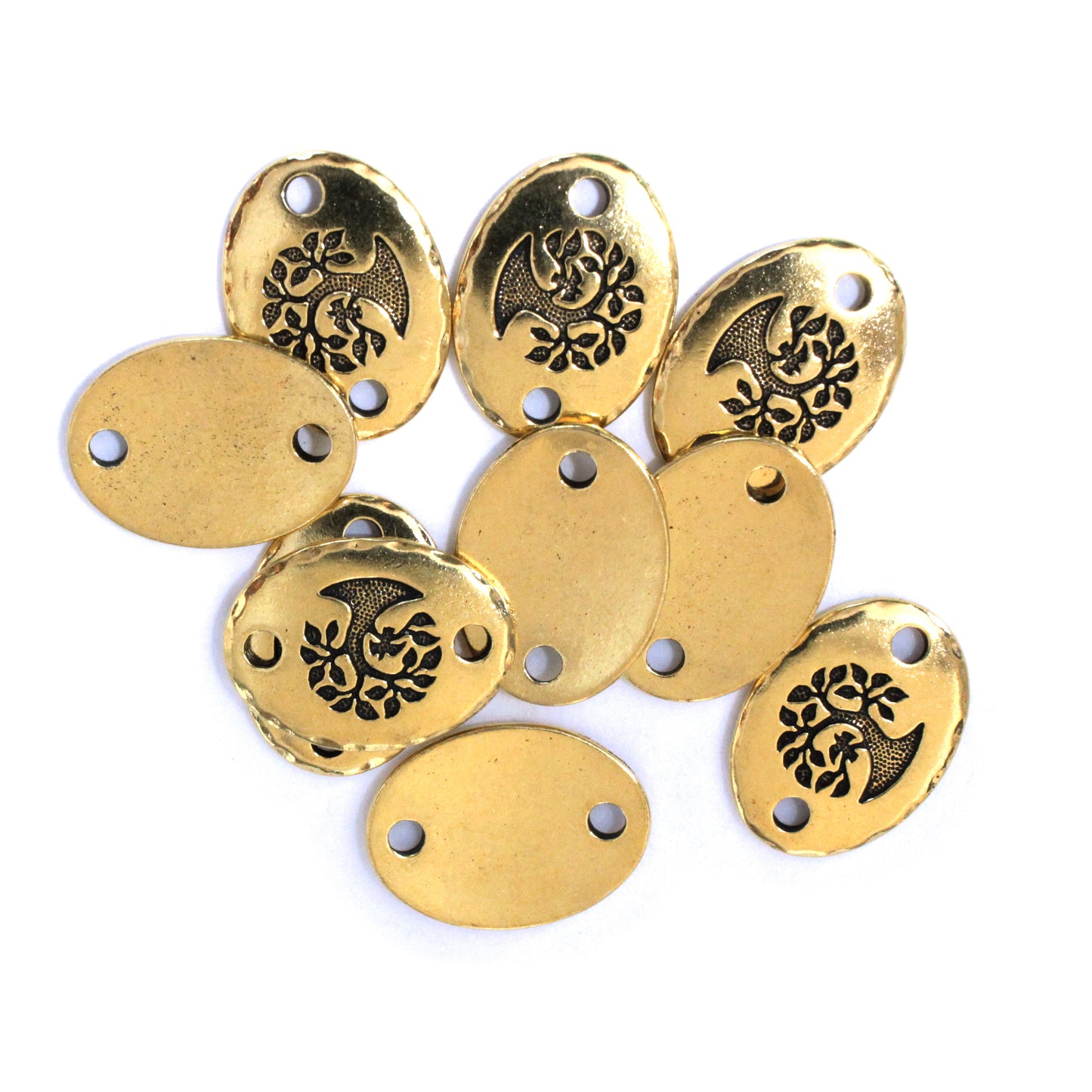 TierraCast Bird In A Tree Link / pewter with antique gold finish