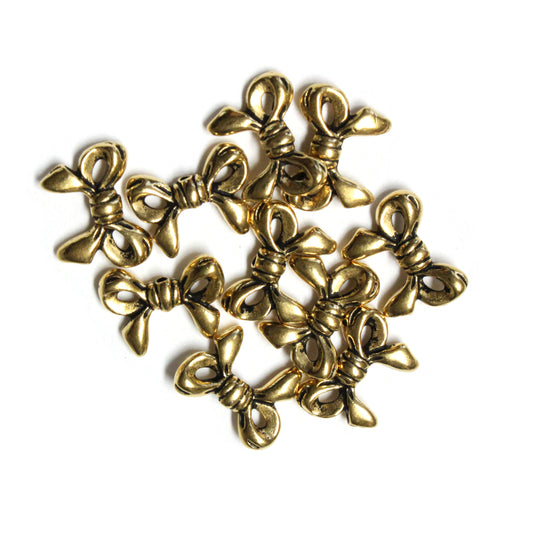 TierraCast Bow Bead / pewter with antique gold finish / 94-5610-26