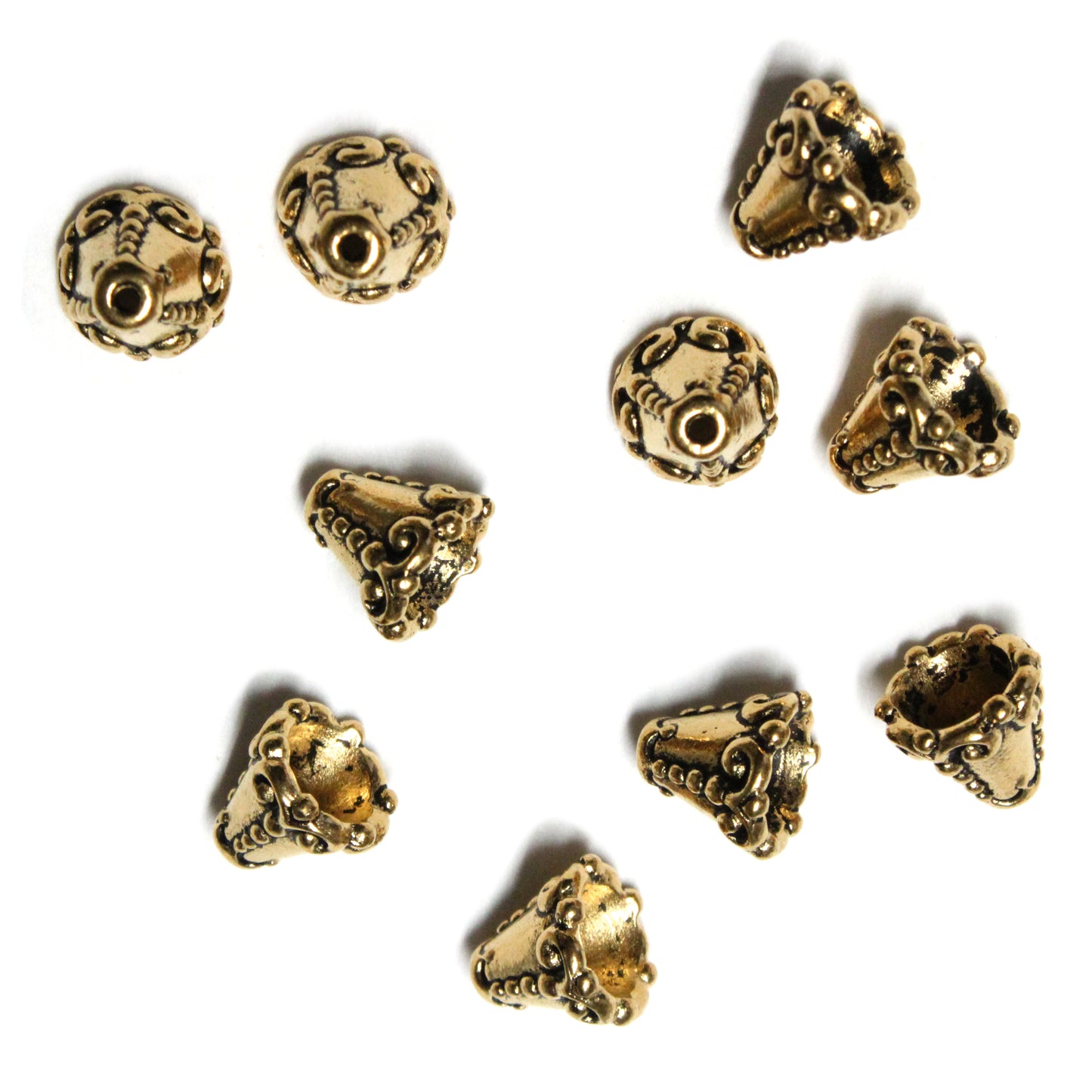 TierraCast Heirloom Cone / 10 Pack / pewter with antique gold finish