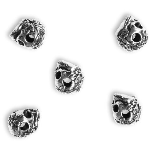 TierraCast Rose Skull Large Hole Bead / 5 Pack / pewter with antique silver finish