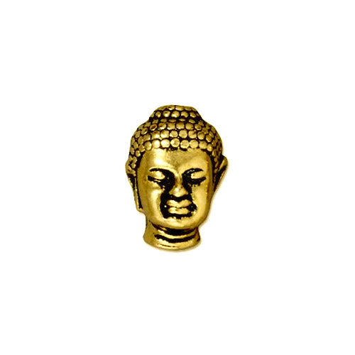 TierraCast Buddha Bead / pewter with antique gold finish
