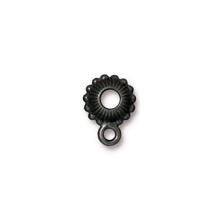 TierraCast Beaded Crown Euro Bail / 5 Pack / pewter with black finish / 4mm ID