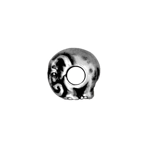 TierraCast Elephant Euro Bead / 5 Pack / pewter with antique silver finish / large hole bead