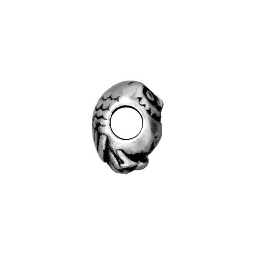 TierraCast Owl Euro Bead / 5 Pack / pewter with antique silver finish / large hole bead